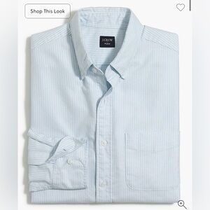 J. Crew Factory Men's Sky Blue Pinstripe Flex Oxford Shirt - Slim